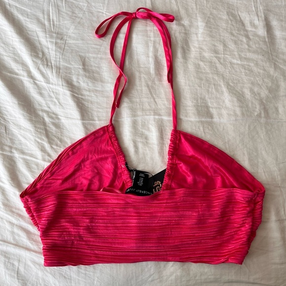NWT Sincerely Jules Satin Halter Tie Crop Top L - Picture 5 of 8